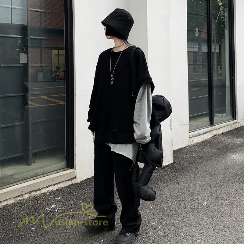 パーカー | 不規則 トップス レディース 2021新作 ワイドプルオーバー フードなし Tシャツ 長袖 インナー 日常感 着回し ゆったり 単品売り カジュアル