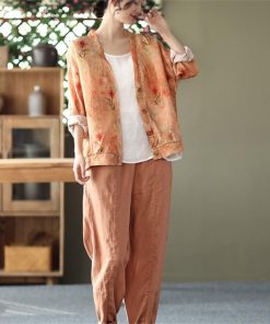 カーディガン | 麻混 レディース 花柄 初秋 リネン カジュアル Vネック 長袖 羽織 きれいめ 春 夏 秋 薄手 おしゃれ 40代50代 ゆったり 20代30代 大きいサイズ
