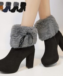 ショートブーツ | ファーブーツ ブーティー 太ヒール 韓国