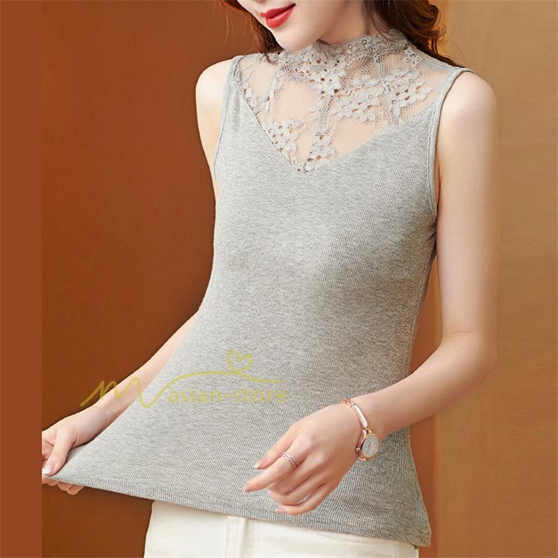 キャミソール タンクトップ | タンクトップ レディース おしゃれ 夏 ノースリーブ カットソー レース付き 20代30代40代50代 ママ インナー カジュアル カシュクール お出かけ 快適 着痩せ