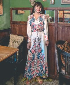 マキシ | ワンピース 長袖 きれいめ 春 ロング 大人 ロング丈 リラックス レディース ルームウェア 上品 旅行 体型カバー リゾート フランス風 着痩せ