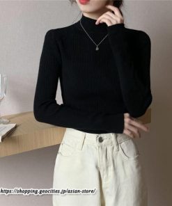 ニット・セーター | カットソー ニット レディース リブニット 長袖 秋冬 春 トップス スリム ストレッチ インナー 無地 プルオーバー 長袖ニット 通学通勤 長袖カットソー 着痩せ