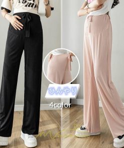 パンツ レギンス | 夏マタニティパンツ ワイドパンツ 涼感 ひんやり ウエストゴム 産前産後 妊婦 妊娠 無地 お腹包む 柔らか 夏パンツ 落ち感 マタニティ ママ ゆったり