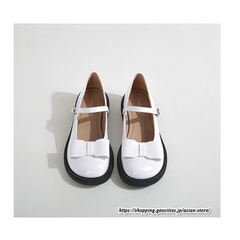 パンプス | ラウンドトゥ ストラップ 厚底 レディースシューズ 太ヒール ぺたんこ ベーシック 黒白蝶 無地 靴 26.5cm 上品 大きいサイズ 大人