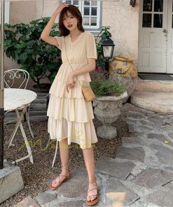 マキシ | ワンピース レディース 40代 膝丈ワンピース 春夏 半袖 シフォンワンピース 通勤OL オシャレ結婚式ドレス Vネック 20代30代 きれいめ 上品 着痩せ Aライン