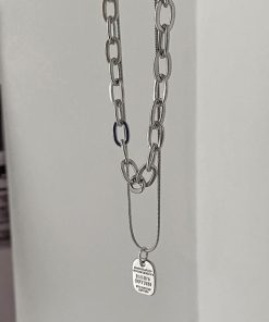 ネックレス | チョーカーチェーン ペンダント 女性 アクセサリー レディース シンプル 2連文字モチーフ 大人