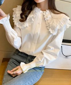 シャツ・ブラウス | ブラウス レディース 長袖 白 おしゃれ 綿 春 夏 トップス コットン 無地 長袖シャツ ファッション カジュアル エレガント 優雅 通勤 OL 上品 オシャレ 細身