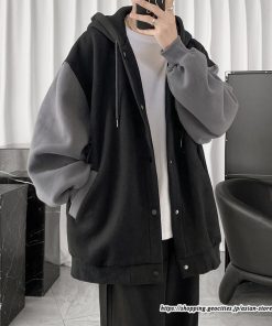 パーカー ジャケット コート | パーカー メンズ カーディガン 長袖 アウター トップス ジャケット 羽織り ボタン ドッキング ポケット フード付き パーカ ボリューム袖 ゆったり 秋物 秋冬