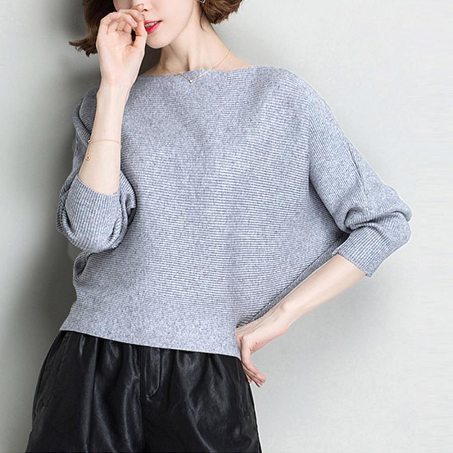 ニット・セーター | ニットトップス ボートネック長袖