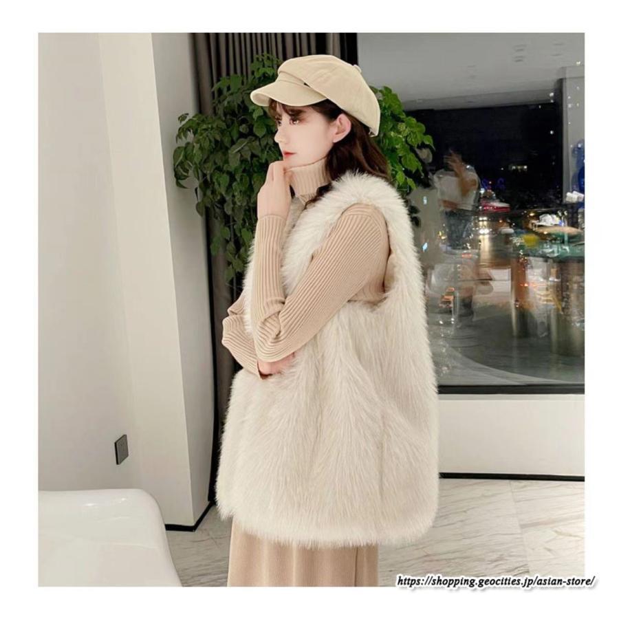 ベスト | ボリュームフェイクファーファー毛皮レディース 冬 フェイクファー 毛皮コート アウター ノースリーブ ふわふわ 秋冬 前開き ジレ