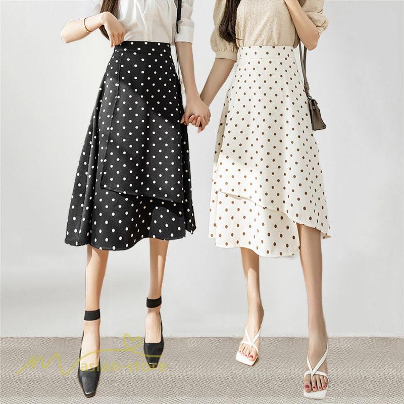 スカート | ロング 水玉 春夏 Aラインエレガント レディース 40代 ハイウェストボトムス 大人 通勤OL 体型カバー 20代 オシャレ30代 50代