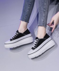 スニーカー | 厚底シューズ キャンバス厚底レディース レースアップ ラウンドトゥ 滑り止めソール ウォーキングシューズ スニーカー スポーツ