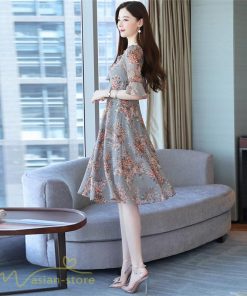 ミディアム | Aラインワンピース レディース 着痩せ 花柄 きれいめ おしゃれ 上品 20代 30代 40代 Vネック エレガント ワンピース 膝丈 上品 ミディアムワンピース サマー