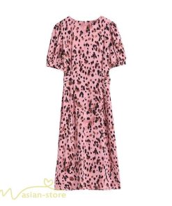 ミディアム | ワンピース レディース 着痩せ サマーワンピース 上品 カジュアルワンピース 上品 大きいサイズ 夏服 レオパード 20代 40代 30代 ミディアムワンピース 膝丈