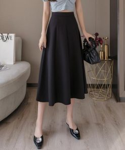 スカート | ミモレフレアAライン無地 エレガント 大きいサイズ 裾広い ハイウエスト 着痩せ 裏地付き 後ろファスナー レディース 通学通勤 体型カバー