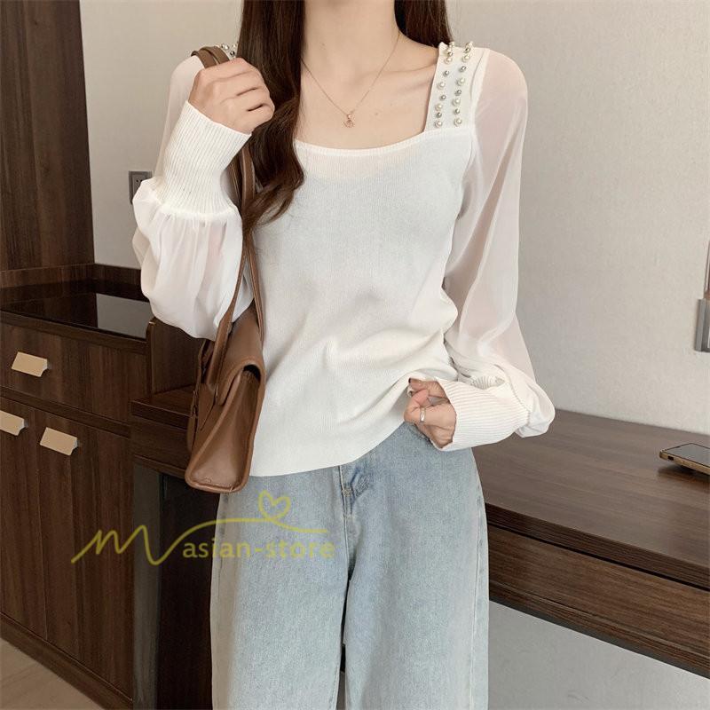 tシャツ・カットソー | カットソー トップス レディース ロンT Tシャツ 春 長袖 おしゃれ シフォンシャツ エレガント 20代30代40代 カジュアル お出かけ 着回し 通勤通学 ファッション