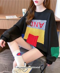 パーカー | トレーナー レディース プルオーバー クルーネック 長袖 トップス Tシャツ スウェット ゆったり 切り替え 大きいサイズ コットン 丸首 送料無料 おしゃれ 綿