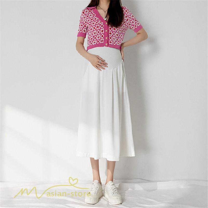 スカート | マタニティAライン マタニティウェア 春 夏 秋 無地 Aラインマタニティ 妊婦 ひざ下丈 ウエスト調整 着痩せ ゆったり 送料無料