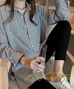 在庫ある | 短納期シャツレディースブラウス ビジネスカジュアルゆったりシャツトップス フォーマルシャツ オフィスブラウス ストライプ 薄手 通学通勤 春夏衣装 着痩せ