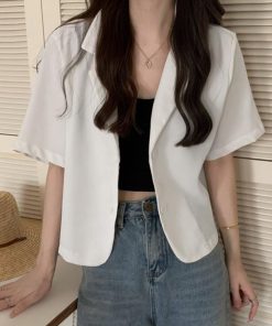 テーラードジャケット | ベーシッククロップド丈半袖ジャケット