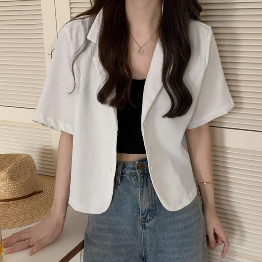 テーラードジャケット | ベーシッククロップド丈半袖ジャケット