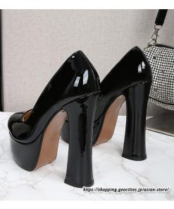 パンプス | 22.5cm-28cmハイヒール厚底ラウンドトゥ ストラップなし レディースシューズ 大きいサイズ 大人 上品 パーティー コス 太ヒール