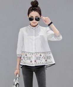 シャツ・ブラウス | シャツ ブラウス レデイース 刺繍 花柄 トップス ファッション シンプル デイリーコーデ エスニック トレンド お出かけ フェミニン エレガント カジュアル