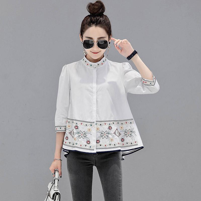 シャツ・ブラウス | シャツ ブラウス レデイース 刺繍 花柄 トップス ファッション シンプル デイリーコーデ エスニック トレンド お出かけ フェミニン エレガント カジュアル