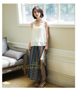 スカート | マキシロング ワイド フレア ゆったり バイカラー 春 夏 秋 冬 レディース 体系カバー Aライン プリーツシフォン 20代30代40代50代