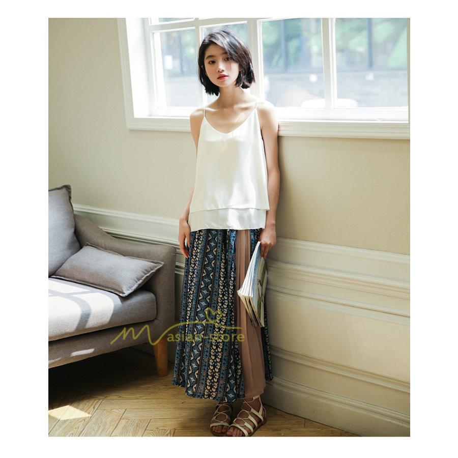 スカート | マキシロング ワイド フレア ゆったり バイカラー 春 夏 秋 冬 レディース 体系カバー Aライン プリーツシフォン 20代30代40代50代