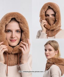 レディース | ニット帽子 冬用マスク かわいい 帽子付き ポア付き ネックウォーマー 秋冬 防風 防寒 スノーボード ウェア  防寒対策 冬 耳カバー 2022新作 あったか