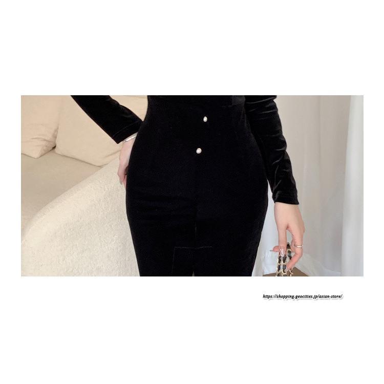 ワンピース | ワンピースタイトワンピース長袖 上品 セクシー高級感 タイトヒップアップ タイト スリム 美ライン シルエット お呼ばれ エレガント