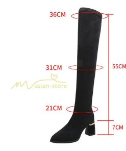 ロングブーツ | ニーハイブーツ スエード調 美脚 秋冬 ストレッチ チャンキーヒール 太ヒール レディース 走れる 黒 美脚 無地 ブーツ ハイヒール