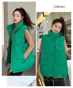 ベスト | ダウンレディース スタンドネック 中綿ノースリーブ ダウン シンプル 秋冬コーデ 50代 40代 新作 中綿 30代 20代 冬服 大きいサイズ ポケット