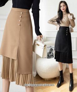 スカート | ロングプリーツカート Aライン 秋冬 レディース ボトムス 通勤 着痩せ キレイめ 20代30代40代50代 カジュアル 上品 ラシャ 大人気