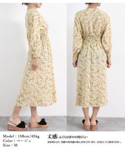 ワンピース | ウエストシャーリング花柄ロングワンピース