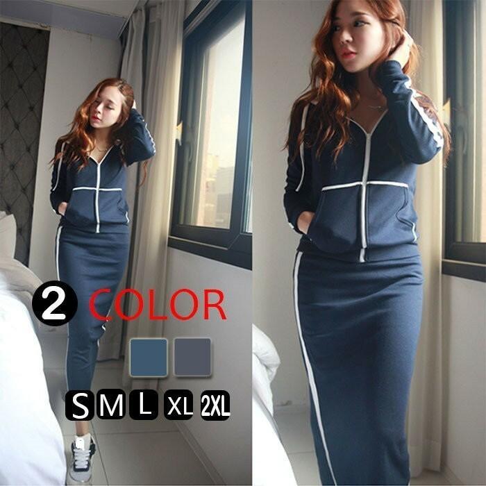 パーカー | 部分即日発送セットアップスウェットパーカースカート レディース タイトスカート トレンド フード付き大人無地体型カバー ロングスカート パーカ