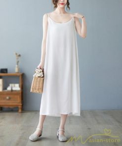 マキシ | キャミワンピ レディース 透け防止 インナーワンピース ミモレ丈 キャミソールワンピース 8色 綿 大きめ 40代50代 無地 ゆったり 20代30代 フェミニン