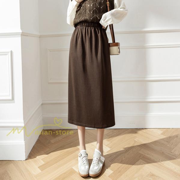 スカート | レディース 無地 カジュアル ひざ下丈 きれいめ 秋冬コーデ エレガント 通勤 通学 20代 Aライン40代 30代 ウエストゴム 50代 ゆったり
