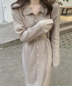 ワンピース | ロングワンピ シンプル 秋冬 体型カバー 40代 ニットレディース 無地 マキシ着やせ Vネック