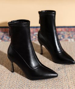 ショートブーツ | ハイヒールブーツ 裏起毛 レディース韓国