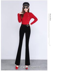 チノ・テーパード・ジョガー・スキニーパン | ロングパンツ レディース パンタロン ハイウエスト ベルベット 裏起毛 ストレート 着痩せ 通勤 OL ワイド 送料無料 オフィス 美脚ライン オシャレ ゆったり