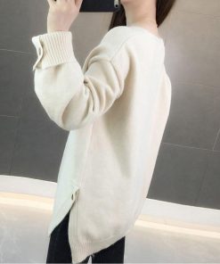 ニット・セーター | Vネック ニット ニットトップス プルオーバー 無地 ニットセーター スリット入り 秋冬 ニットソー レディース