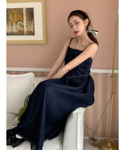マキシ | デニムワンピース キャミソールワンピース ロングワンピース キャミワンピース レディース ワンピ 後ろゴム・キャザーデザイン 30代40代50代 可愛い 大人