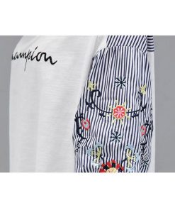 シャツ・ブラウス | シャツ ブラウス レディース パフスリーブ 花柄 刺繍 ストライプ トップス ラウンドネック 韓国風 カジュアル フェミニン トレンド ゆったり ファッション