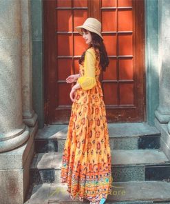 マキシ | マキシ丈ワンピース 夏 リゾート 花柄 ロング丈ワンピース ロング 七分袖 民族風 エスニック風 体型カバー 可愛い おしゃれ フェミニン 着痩せ 上品