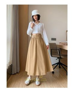 スカート | 綿秋 Aラインロングレディース 秋物 ボトムス 秋服 無地 体型カバー 30代通学通勤 40代50代 大人 おしゃれ感