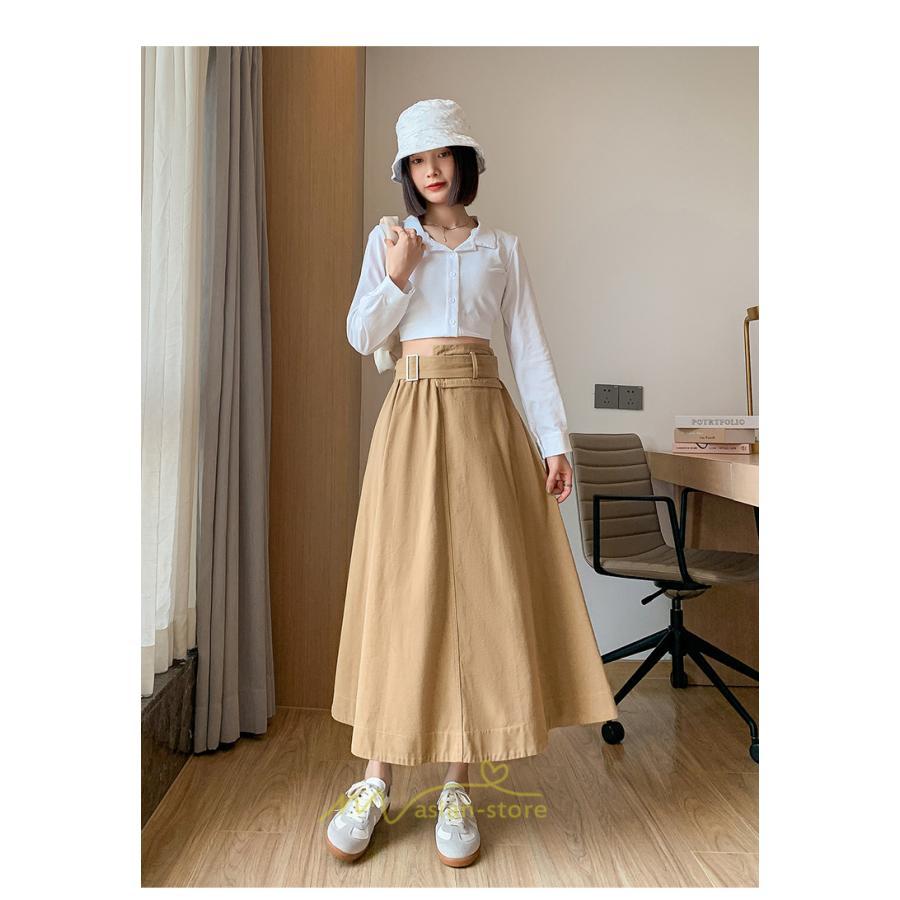 スカート | 綿秋 Aラインロングレディース 秋物 ボトムス 秋服 無地 体型カバー 30代通学通勤 40代50代 大人 おしゃれ感