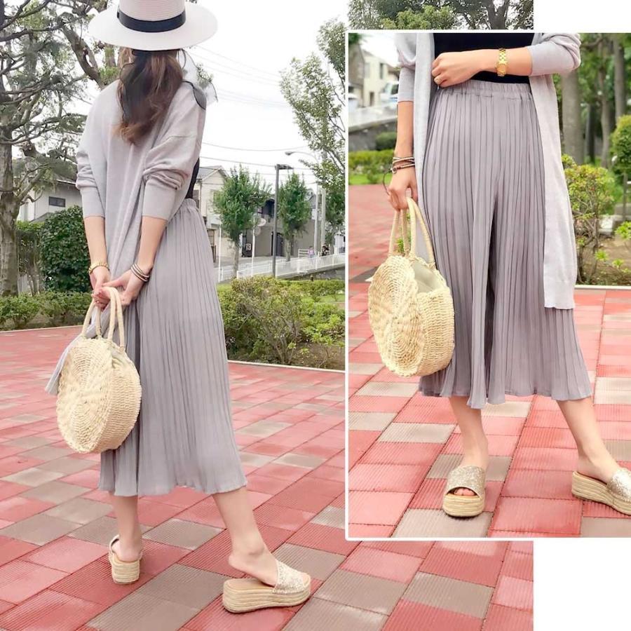 クロップドパンツ | エアリーシフォンガウチョパンツ フリル ミモレ丈 ワイドパンツ プリーツ パンツ