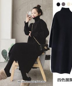 マキシ | ワンピース タートルニットワンピース ハイネック ロングワンピース 暖か フレア ロング マキシ丈 長袖 無地 マタニティ 厚手 暖か 冬 秋 30代 20代 40代 50代